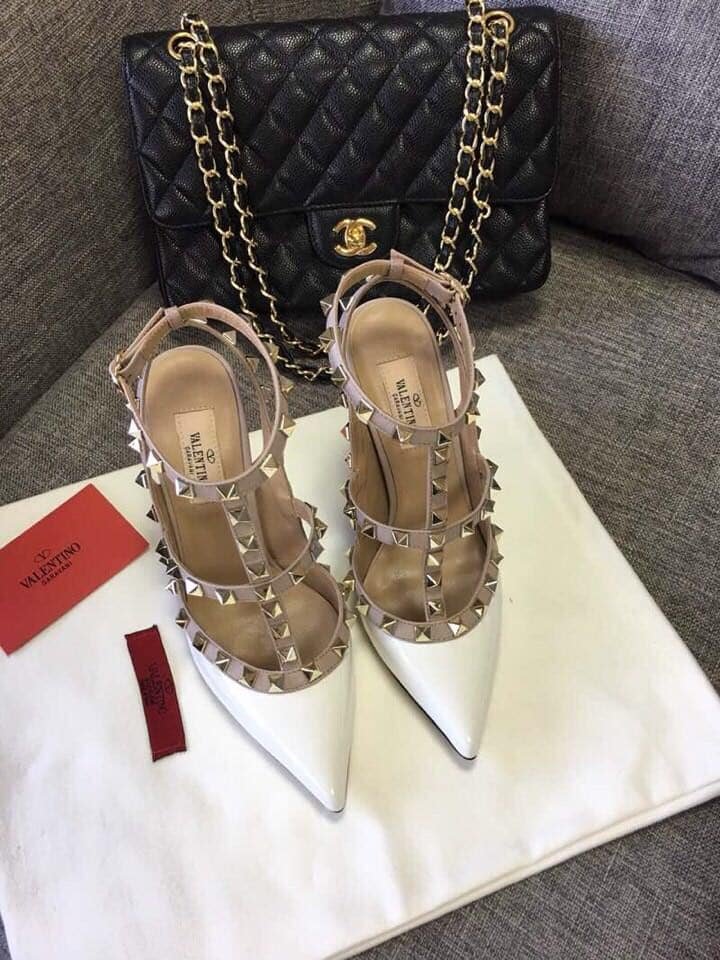 Va1e*ntin0 Patent Rockstud Caged Pump 100Mm Light Ivory Zw2S0393Vnwl62