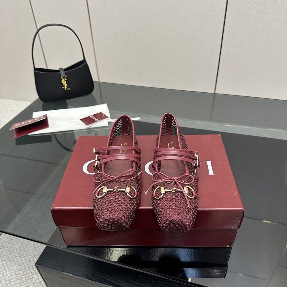 Gvc*1 Women Horsebit Ballet Flat Rosso Ancora Red Mesh ‎835077 Faeqz 6207