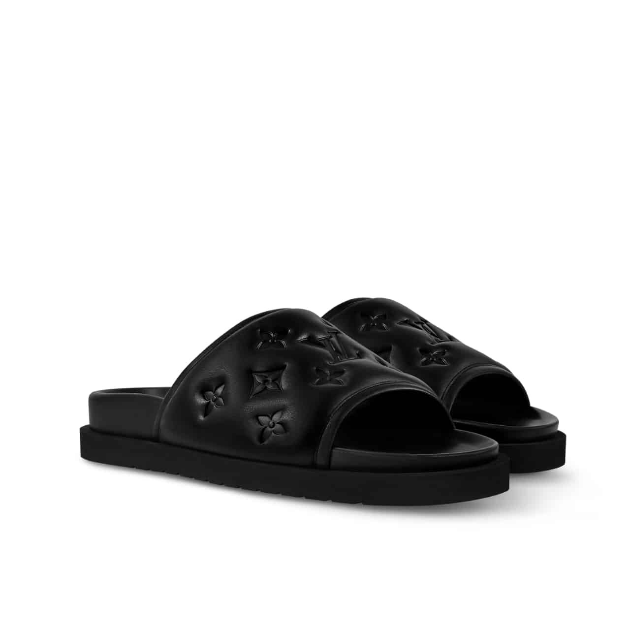 L0vis Vvtt0n Miami Mule Monogram Embossed Synthetic Black 1Adgfe