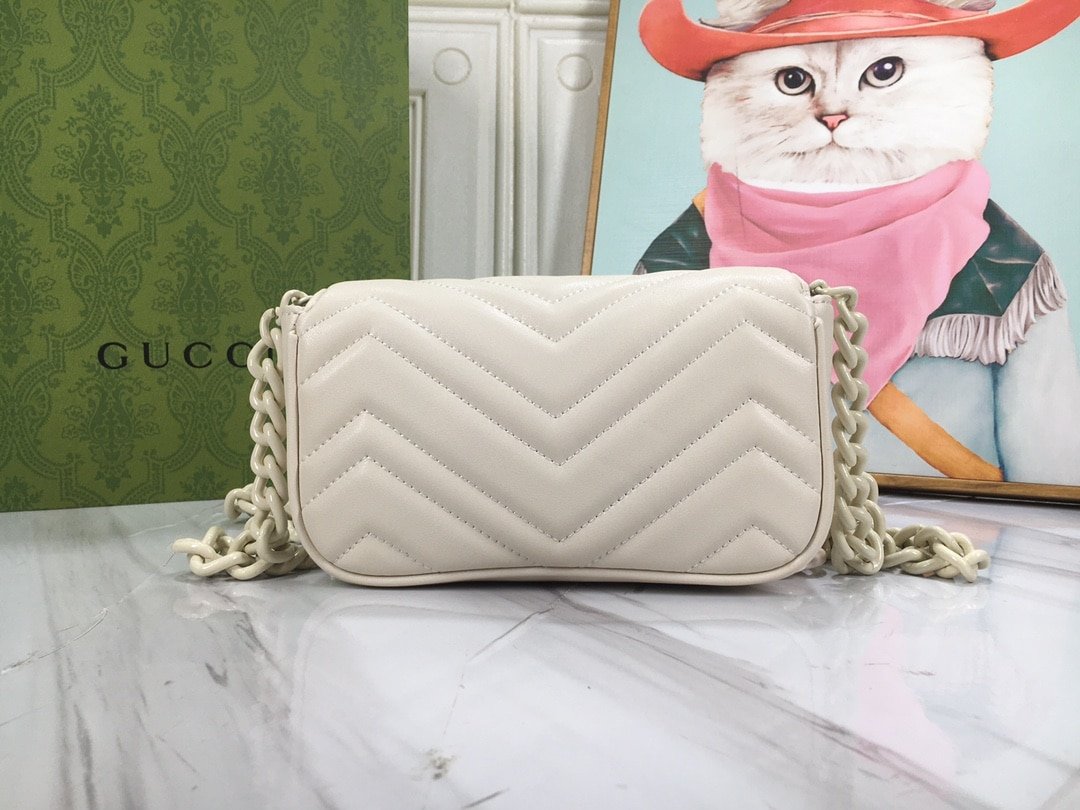 Gvc*1 Women’S Natural Gg Marmont Leather Bag White 16.5Cm 699757 Um8Kv 9022