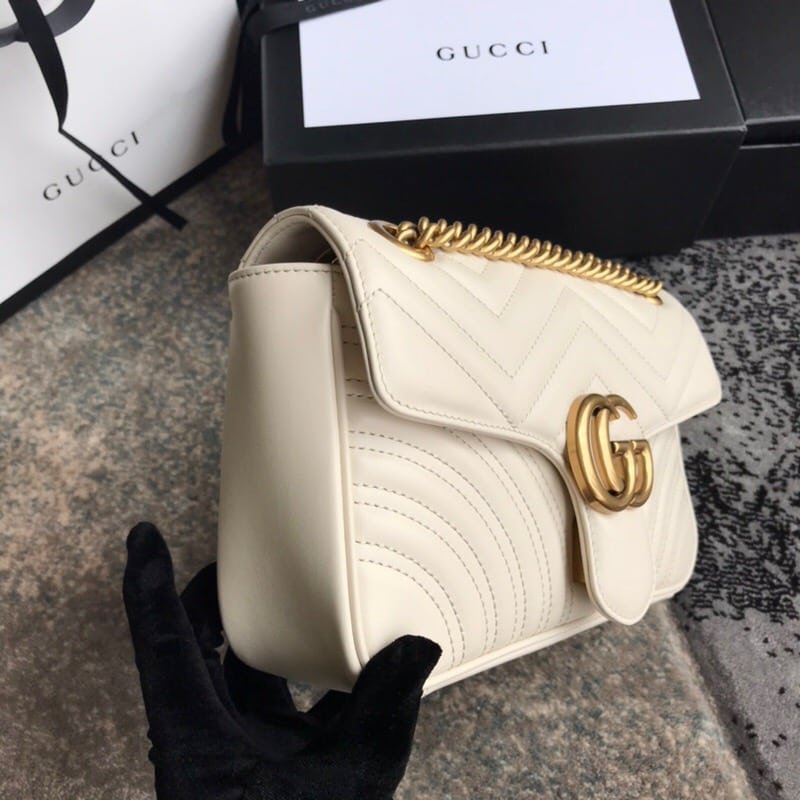 Gvc*1 Gg Marmont Mini Shoulder Bag White Matelasse 22Cm 446744 Dtdit 9022
