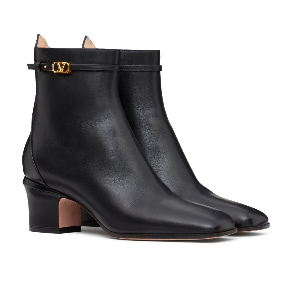 Va1e*ntin0 Garavani Tan Go Ankle Boot In Leather Black 3W2S0Gz2Atz 0No