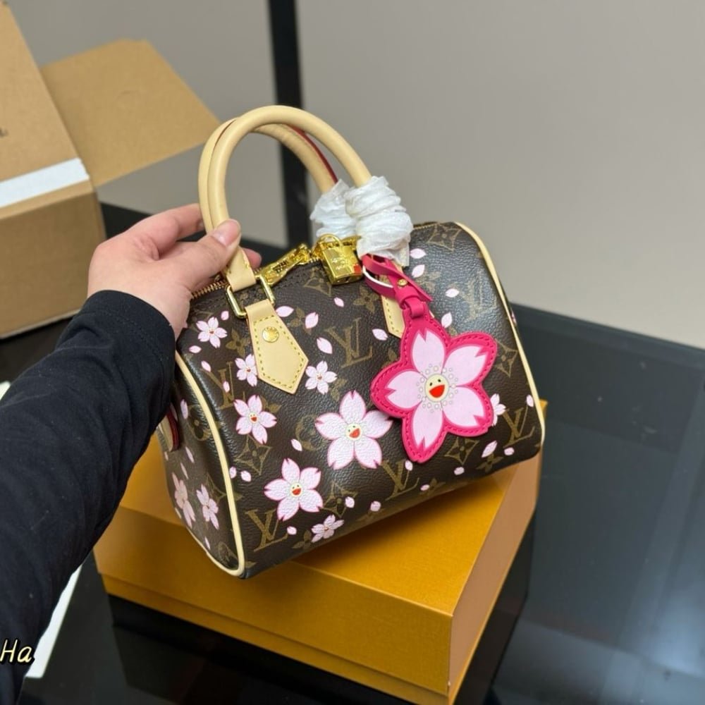 L0vis Vvtt0n X Murakami Speedy Bandoulière 25 Cherry Blossom Monogram Coated Canvas Sakura Brown 25Cm M14174