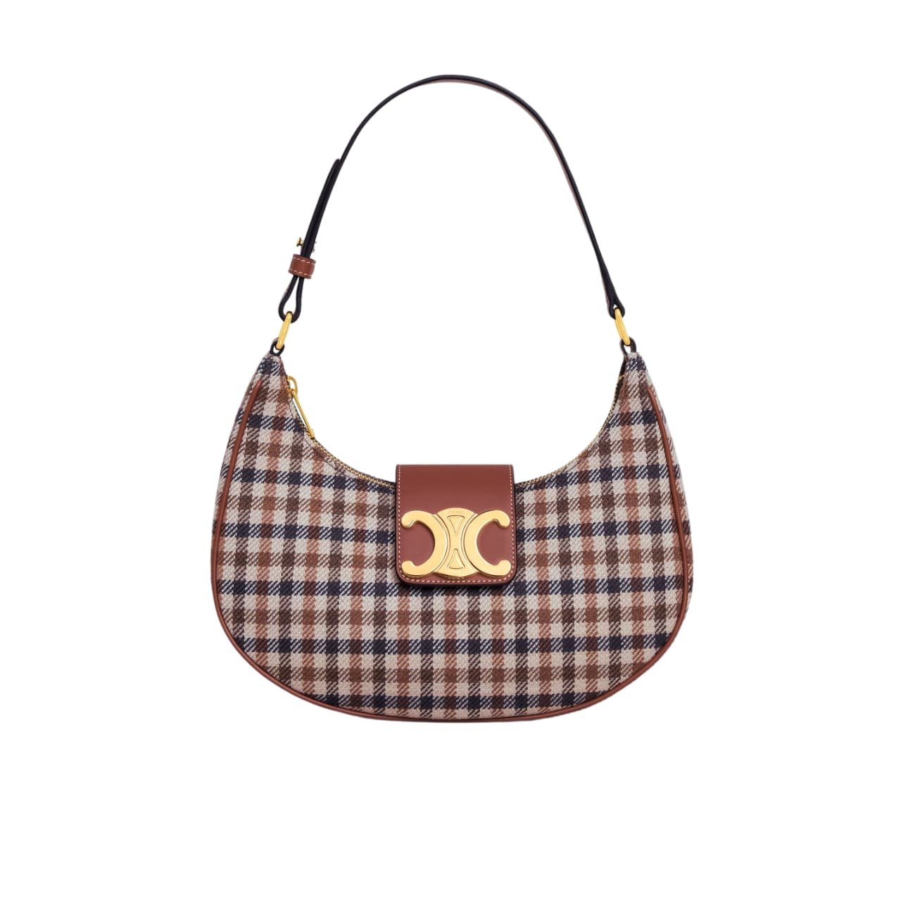 Ce1i*e Ava Triomphe Bag In Tartan Textile And Calfskin Medium 24Cm 114492Fyd 14Ml