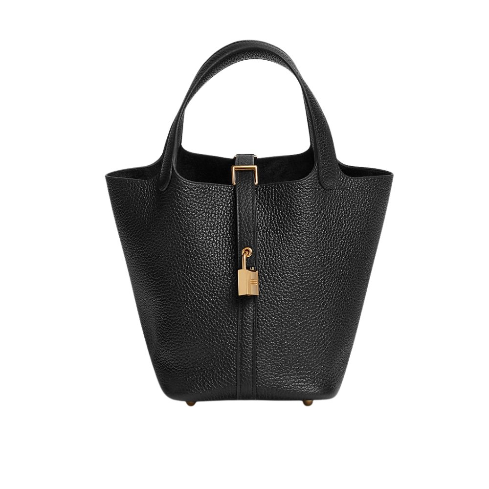 H**me5 Picotin Lock 18 Bag Black With Gold 18Cm H056289Cc3Y