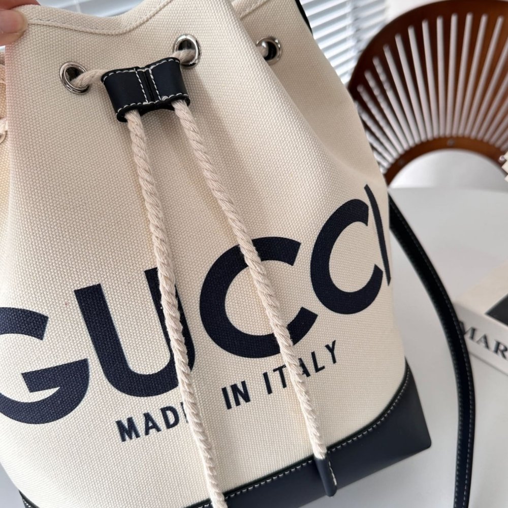 [S*per Vip 1:1] Gvc*1 Mini Shoulder Bag With Print Cotton Linen Canvas Black 23Cm