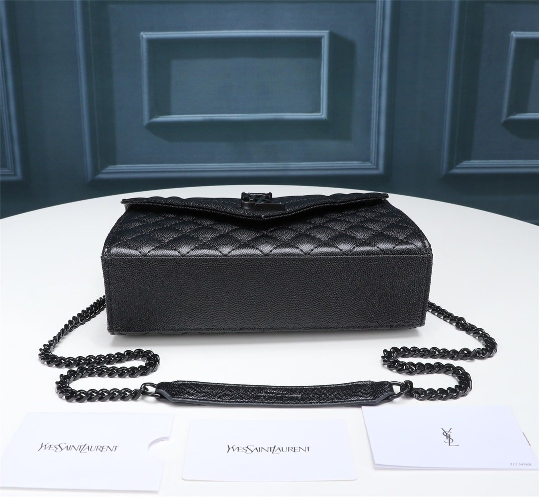 Sa1nt Lau*nt Envelope Small Bag In Mix Matelassé Grain De Poudre Embossed Black Noir 600195Bow981000