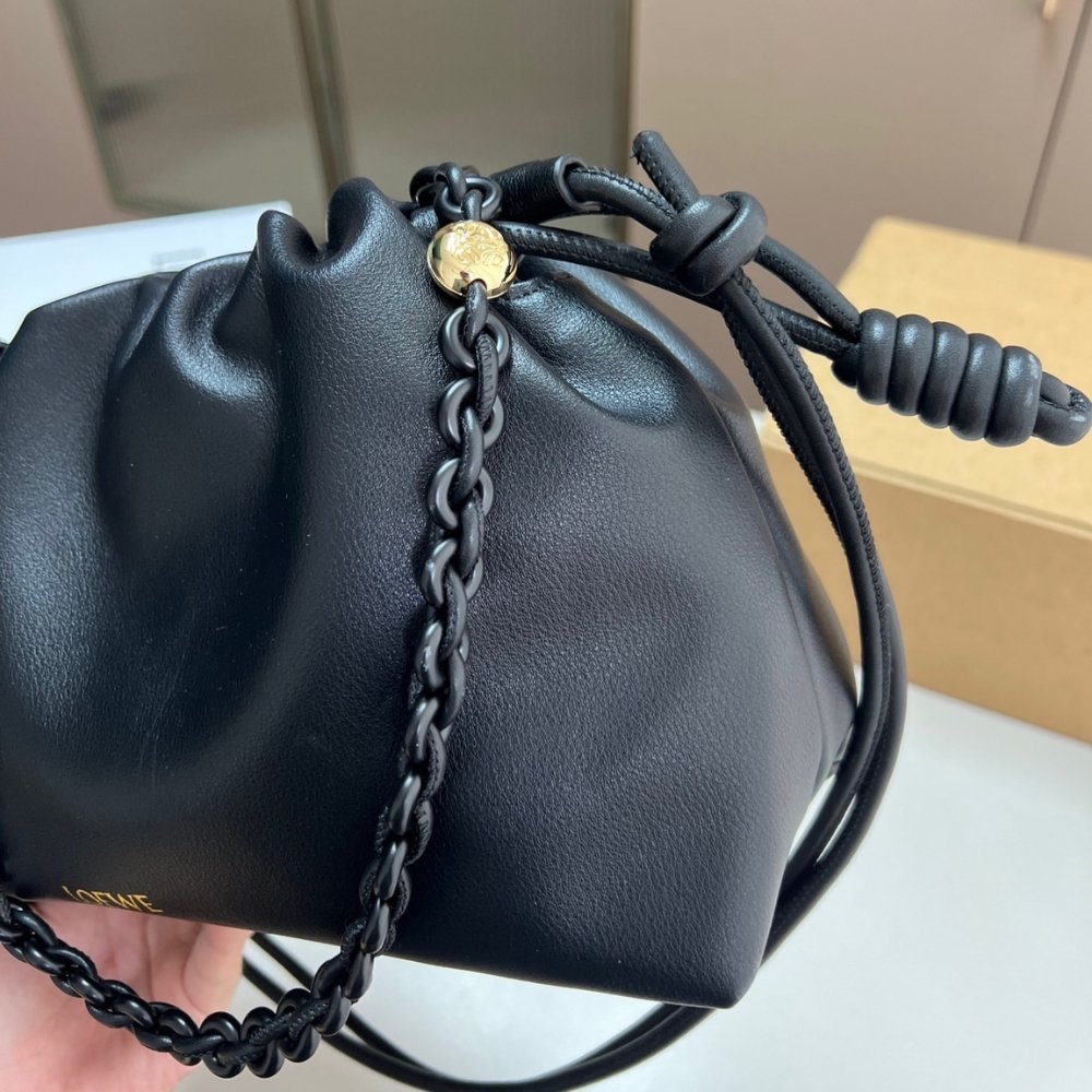L0ew* Medium Flamenco Purse In Mellow Nappa Black 30Cm A411Fcrx84 1100