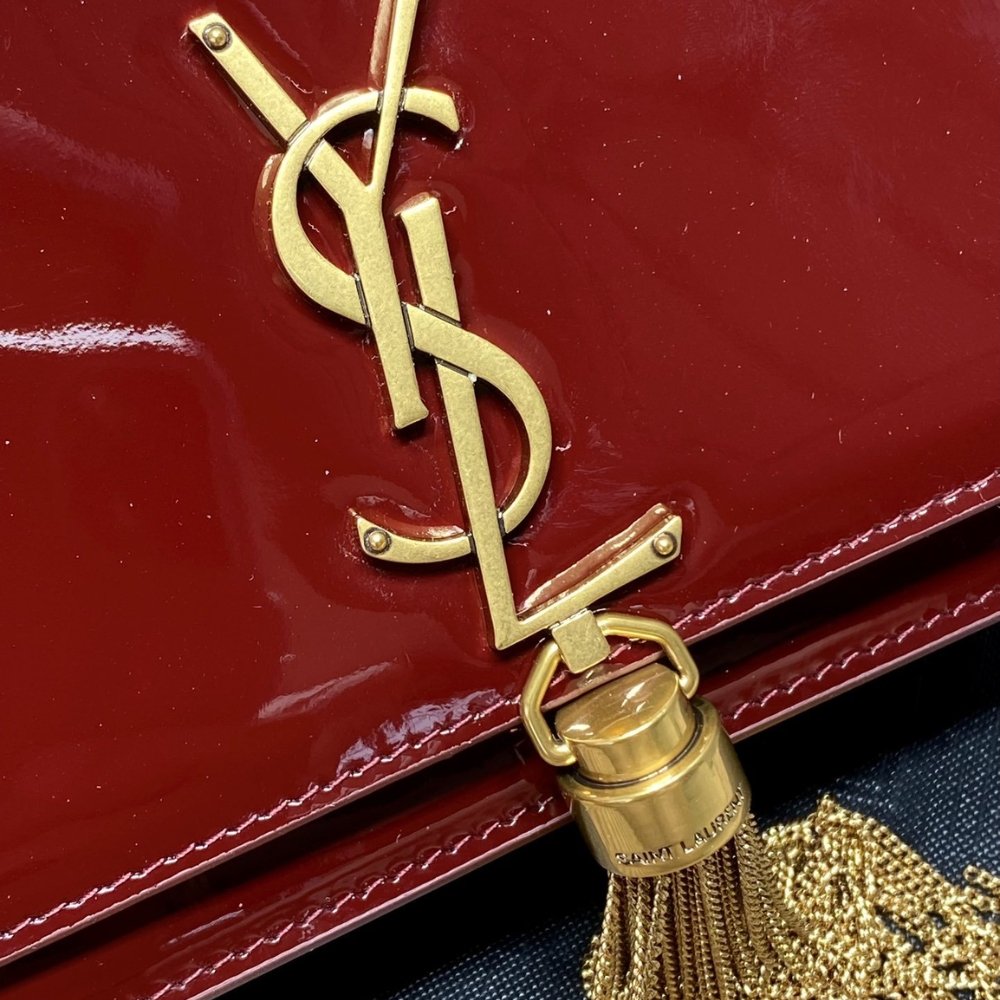 [S*per Vip 1:1] Sa1nt Lau*nt Kate Tassel Chain Wallet Burgundy 19Cm 742833Bmiiw6413
