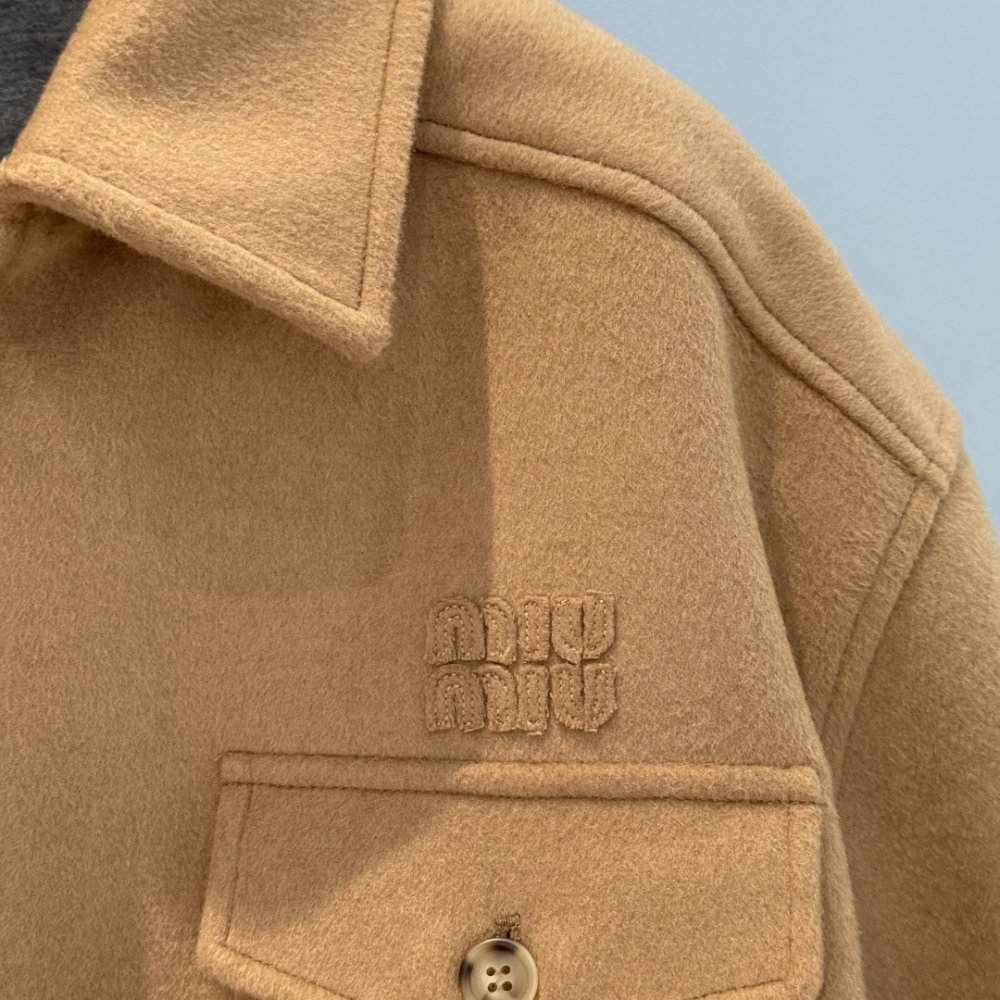 Miu Miu Bonded Camel Hair Blouson Jacket Camel Brown Ml1331 175T F0040 S Ooo