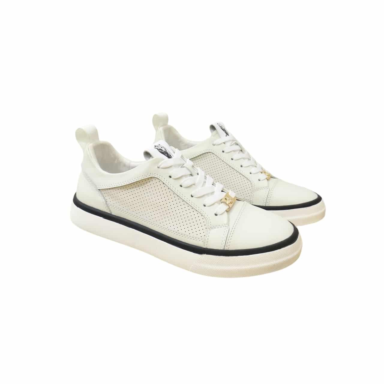 Gvc*1 Men’S Platform Sneaker Leather White With Black Edge