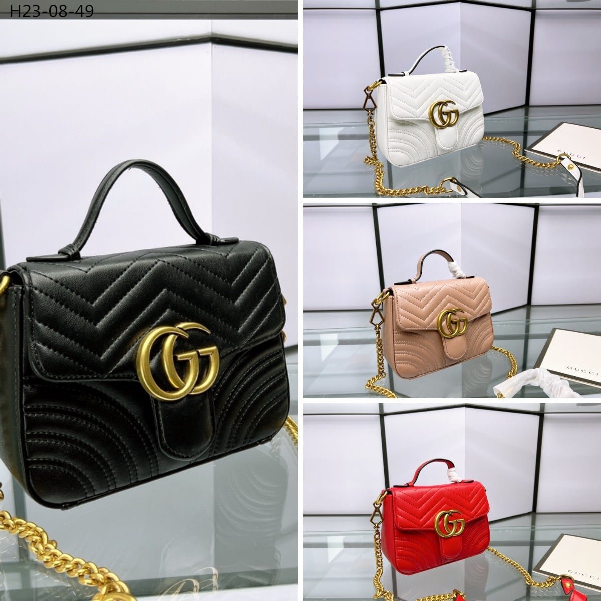 Gvc*1 Gg Marmont Mini Top Handle Bag White 20Cm ‎547260 Dtdit 9022