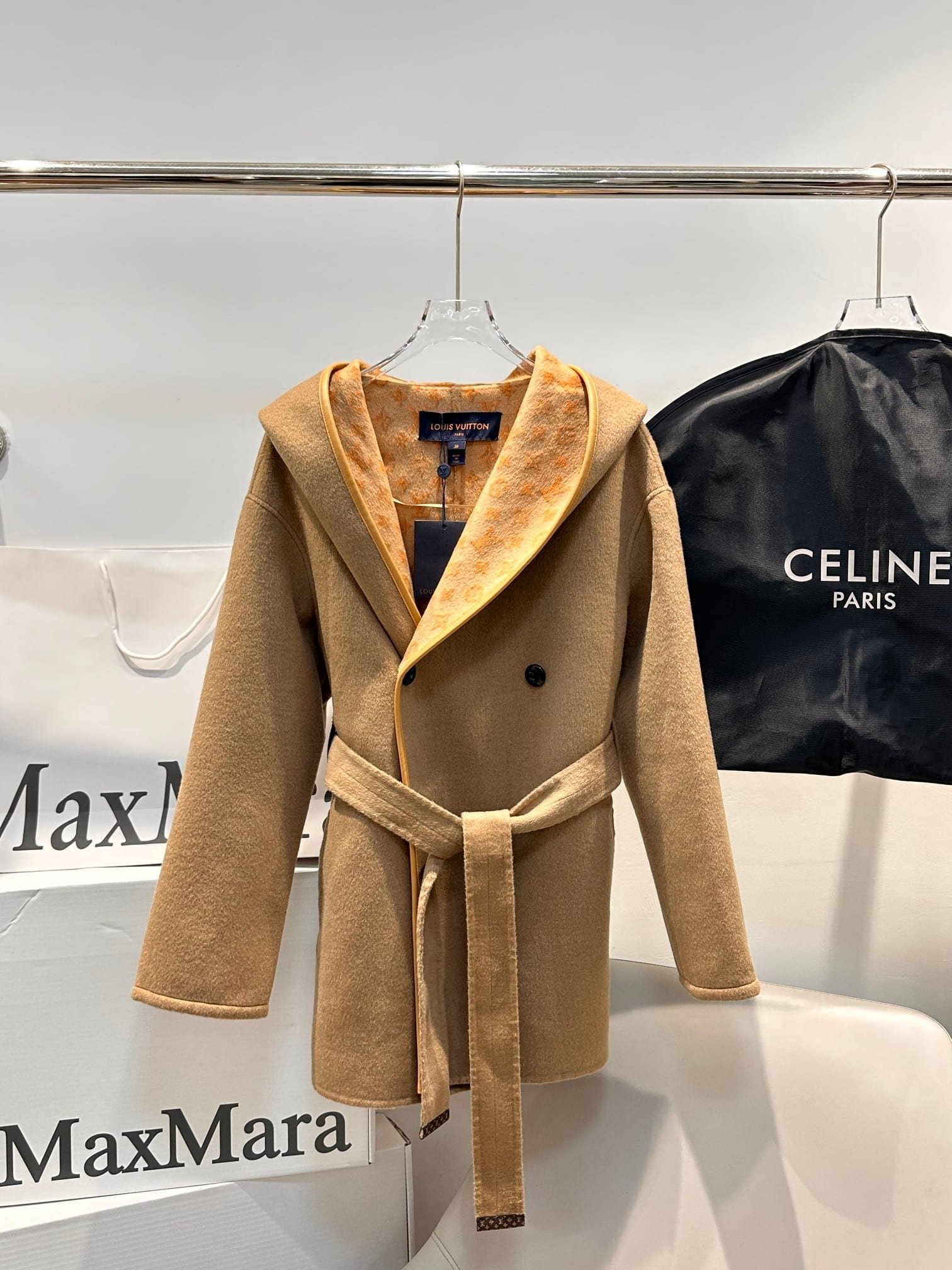 L0vis Vvtt0n 3D Monogram Double Breasted Wrap Coat Ficelle Foncee 1Abt6T