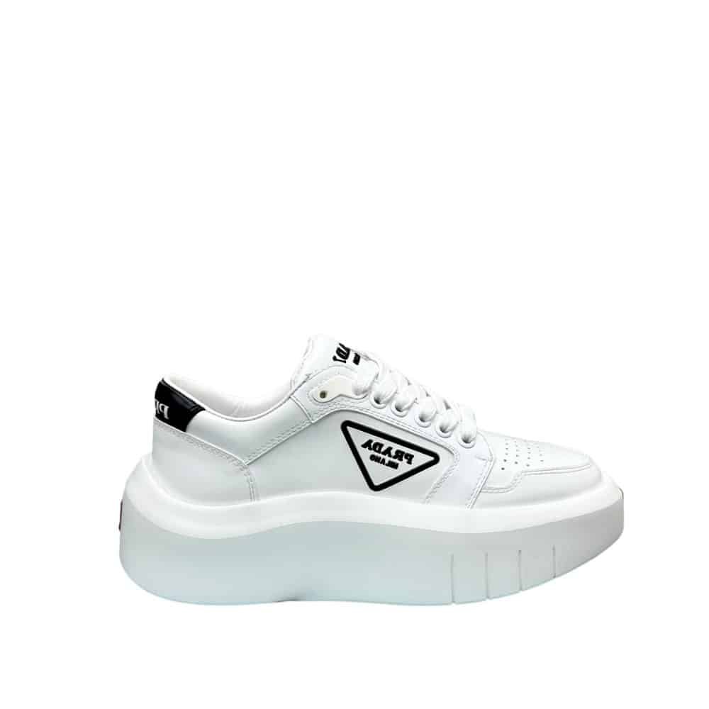 Pra*a Leather Platform Sneaker White