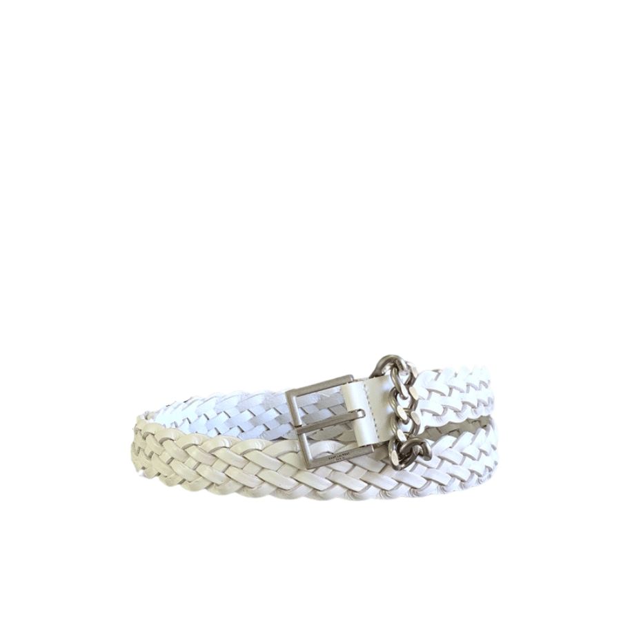 Sa1nt Lau*nt Genuine Leather Universal White And Silver Belt