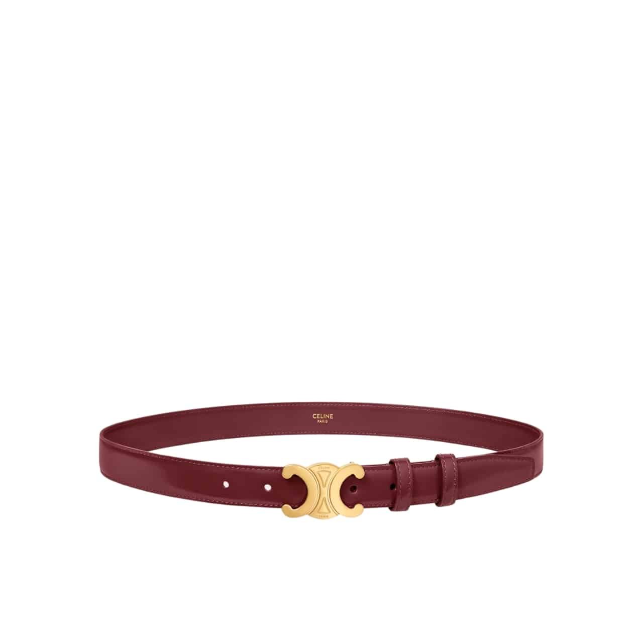 Ce1i*e Medium Triomphe Belt In Taurillon Leather Light Burgundy 25Mm 45Ak93A01 28Lb