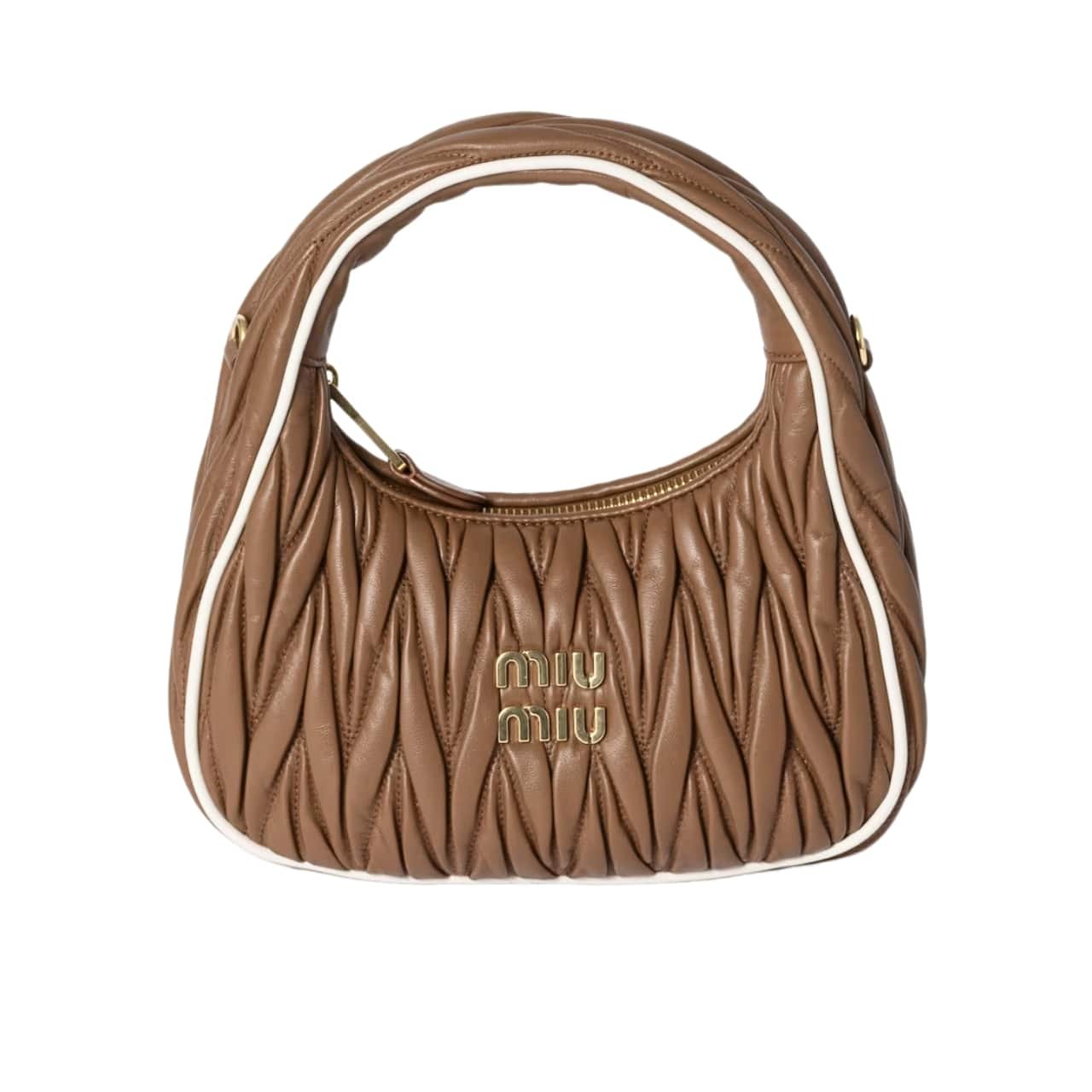 M1um1u Wander Matelassé Bag Marble Cognac And White 20Cm 5Bc125 2Ibs F031W V Oof