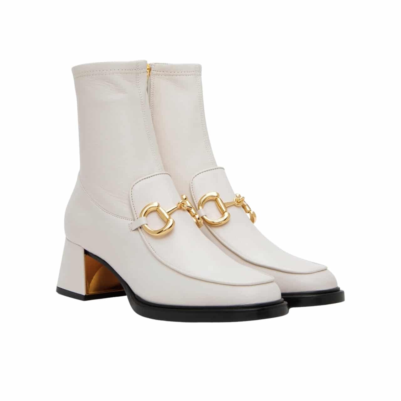 Gvc*1 Horsebit Plaque Ankle Boots Off White