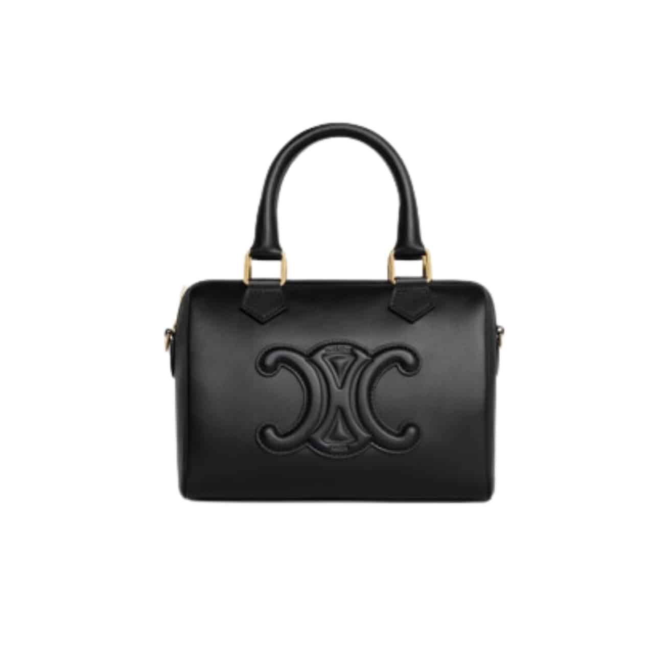 Ce1i*e Small Triomphe Leather Boston Bag In Smooth Calfskin Black 19Cm 113773Du3 38No