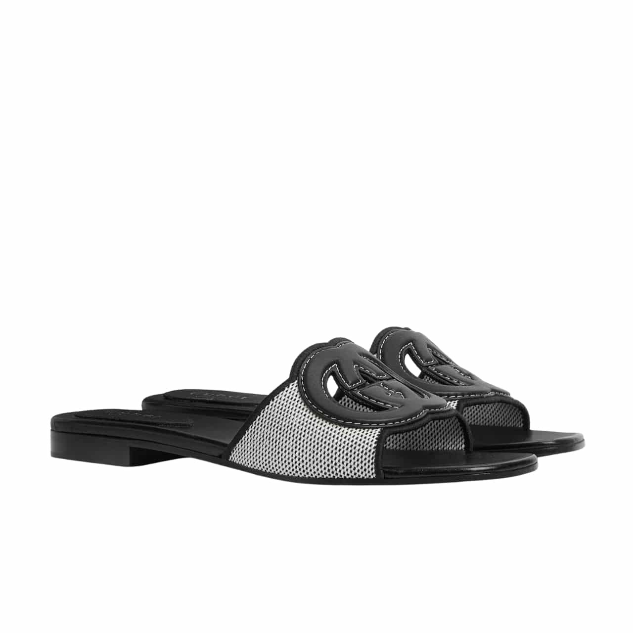 Gvc*1 Women’s Interlocking G Slide Sandal Black White 835723 Faea0 8543