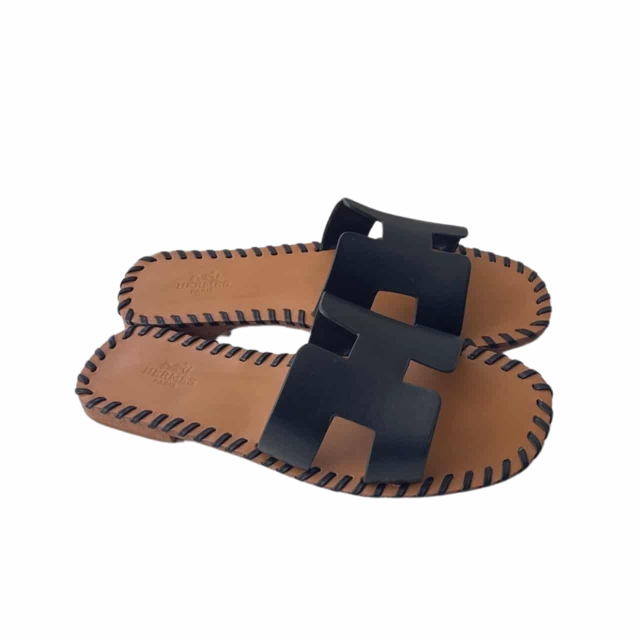 H**me5 Oran Sandals Stitching In Black And Brown