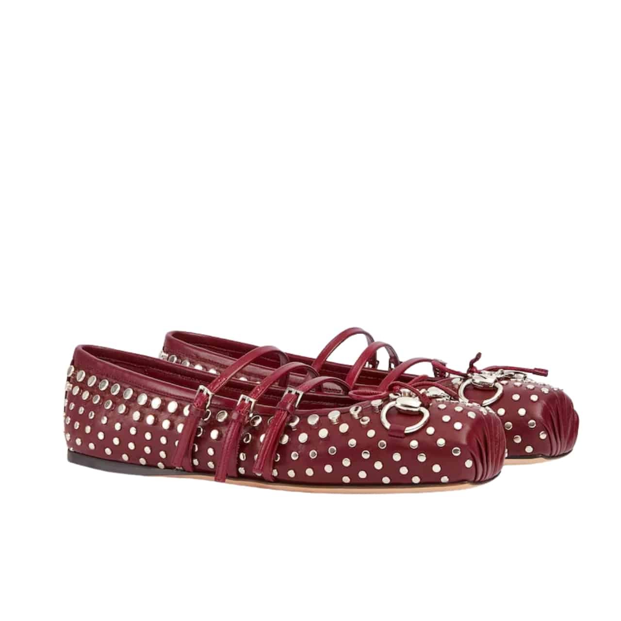 Gvc*1 Women’s Horsebit Ballet Flat Allover Studs Red 821218 Aaeev 6249