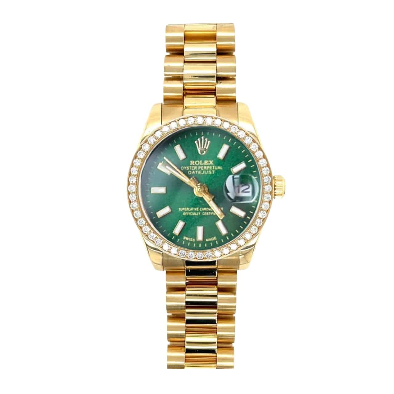 R01ex Lady Datejust Green Dial Yellow Gold 28Mm