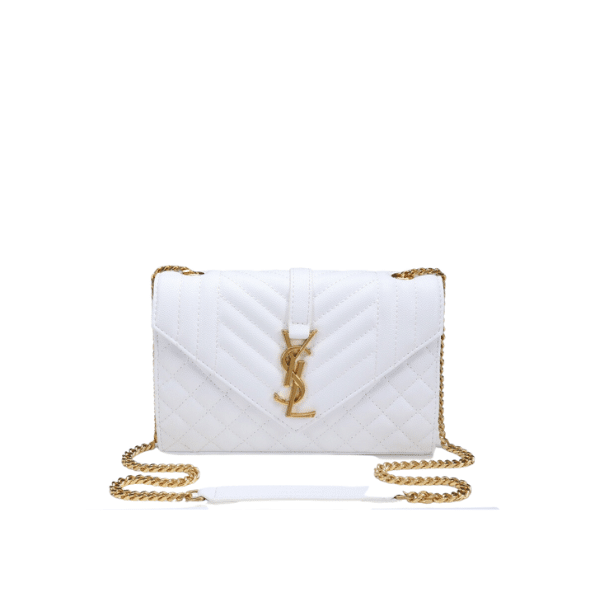 Sa1nt Lau*nt Envelope Small Bag In Mix Matelassé Grain De Poudre Embossed White 600195Bow919207
