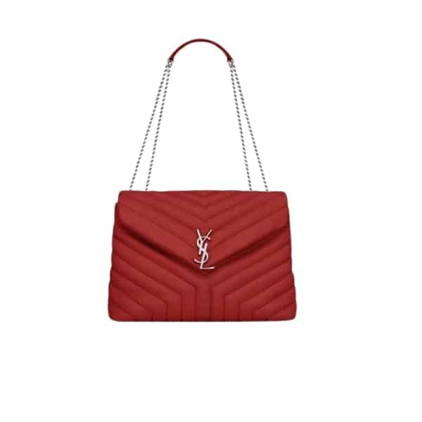 Sa1nt Lau*nt Loulou Small Chain Bag In Quilted “Y” Leather Wine Red