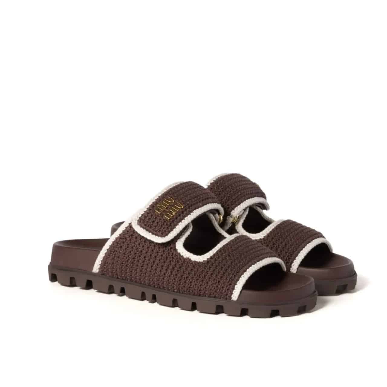 M1um1u Crochet Knit Slides Brown 5Xx641 2Cq2 F0Cms F 010