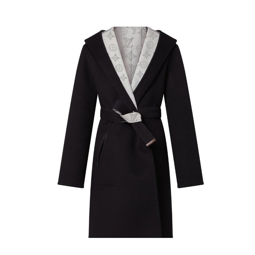 L0vis Vvtt0n Reversible Mahina Monogram Wrap Coat Black