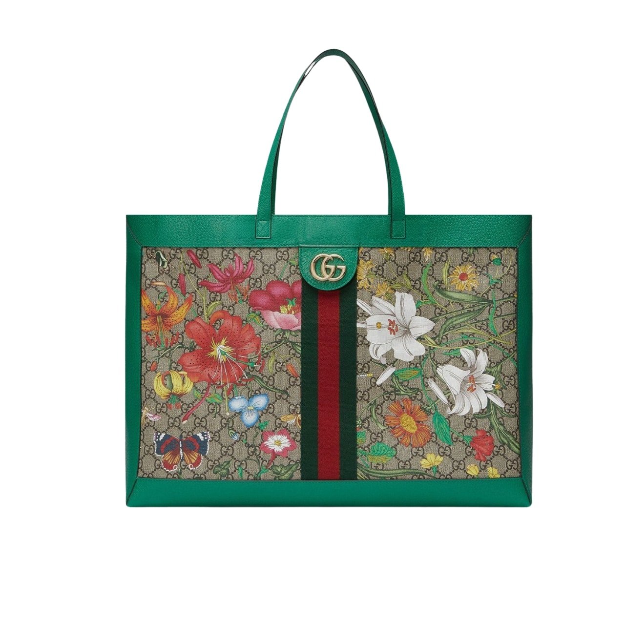 Gvc*1 Ophidia Gg Flora Medium Tote Green 44Cm