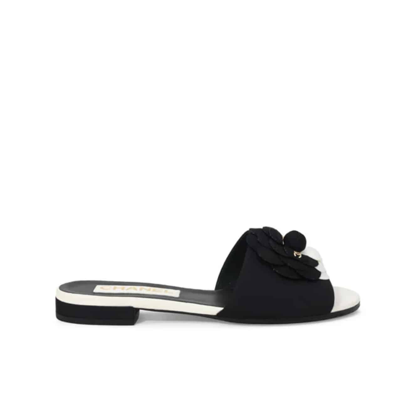 Ch**el Camellia Slides Black White