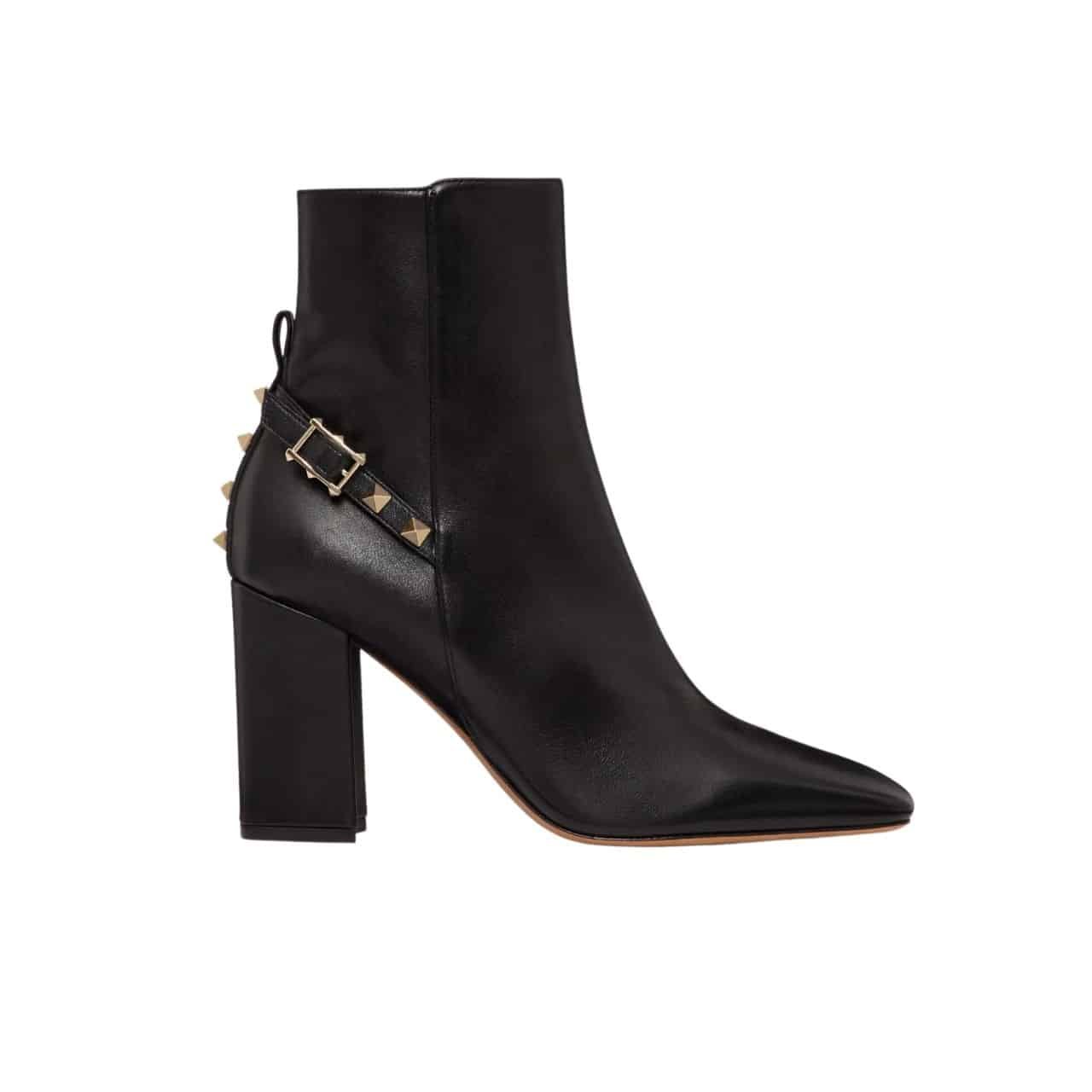Va1e*ntin0 Garavani Rockstud Nappa Ankle Boot Black 1W2S0Fh5Nap 0No