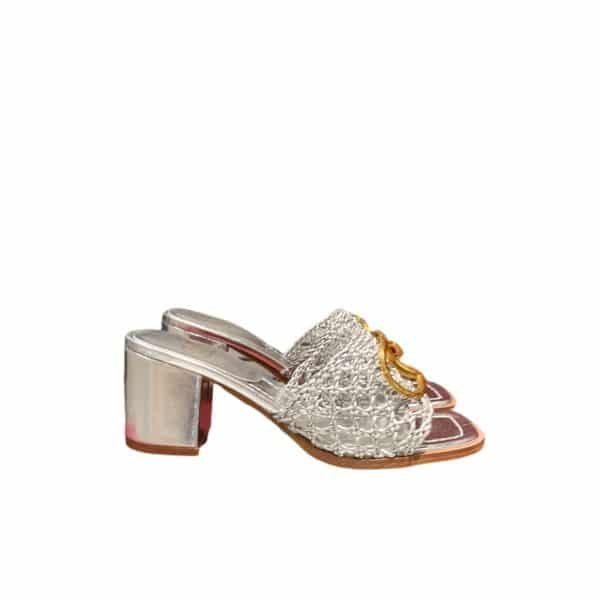 Va1e*ntin0 Garavani Vlogo Sandal Silver